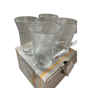 Castello Irish Coffee Crakle Textured Mugs Cups Crystal Lead Free Mid Century